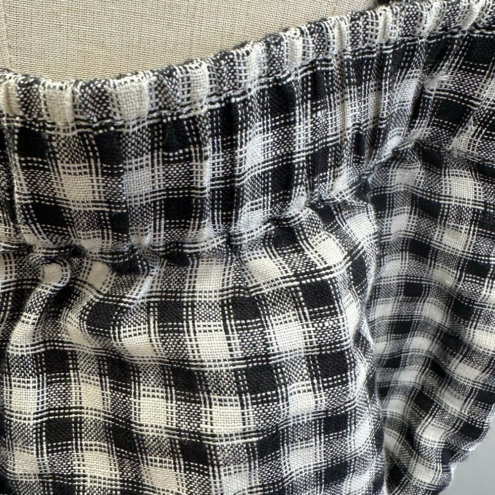 Quince European Linen Square Neck Jumpsuit in‎ Khaki/Black Gingham Medium NWT - Picture 13 of 16